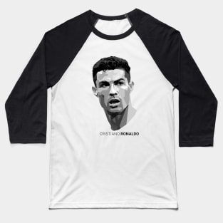 Cristiano Ronaldo Grayscale Portrait Baseball T-Shirt